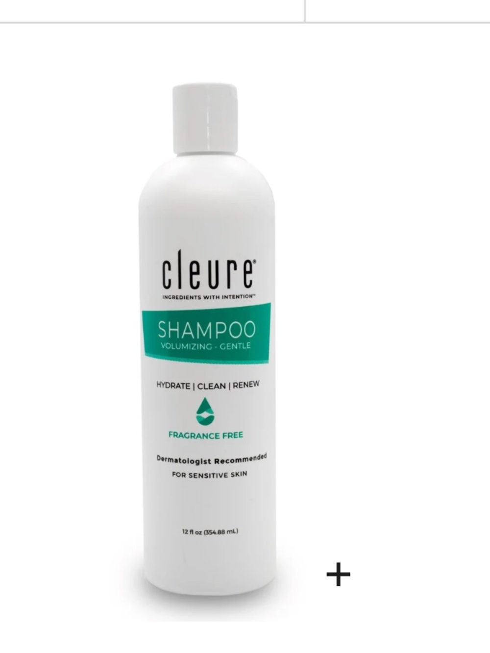 fragrance free claire Volumizing Gentle Shampoo — White with Teal Label